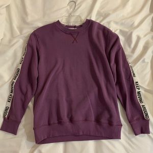 Zara Purple Sweater w Worded Sleeves